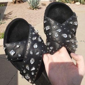 Rebecca Minkoff leather studded slides